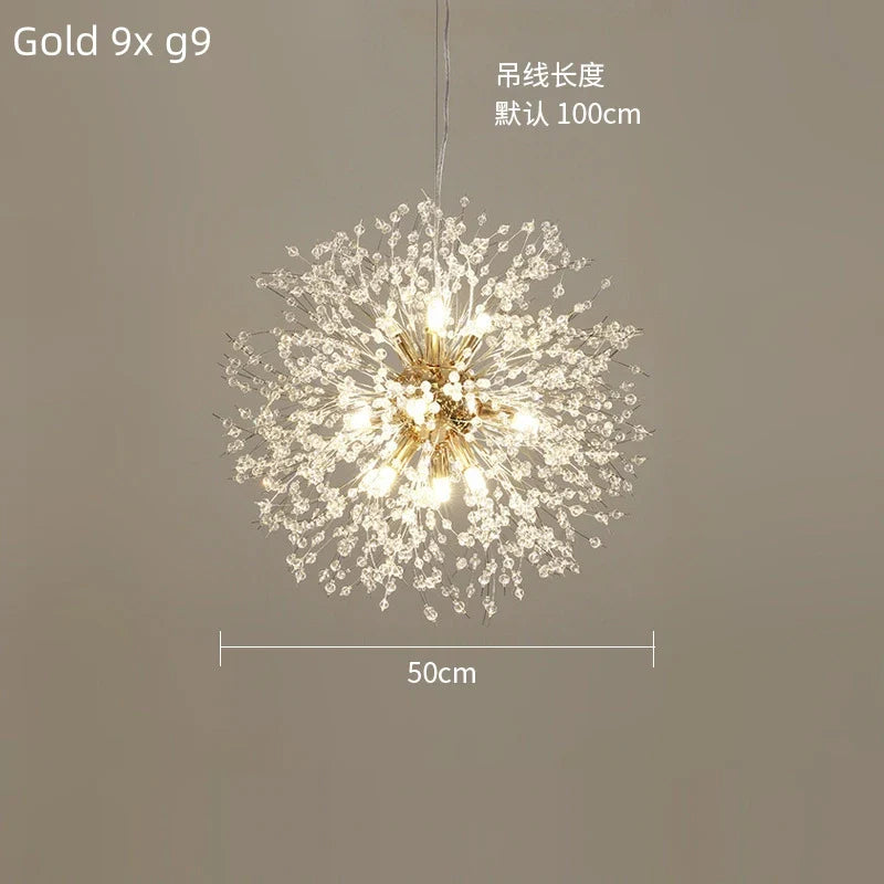 Afralia™ Dandelion Crystal Ceiling Lamp Chandelier for Bedroom Dining Room Kitchen Island