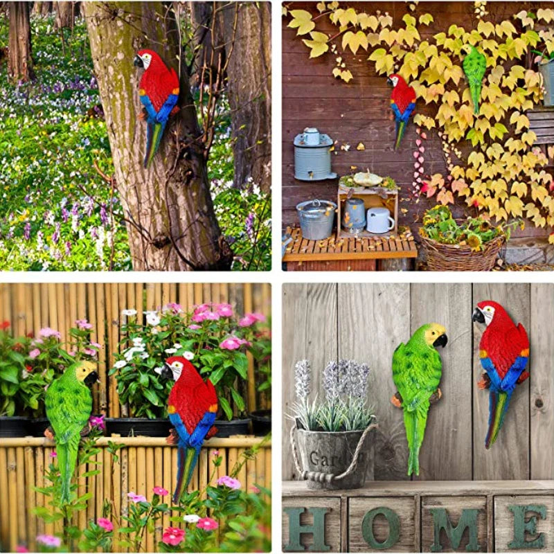 Afralia™ Parrot Figurine: Wall Hanging Decoration & Garden Sculpture