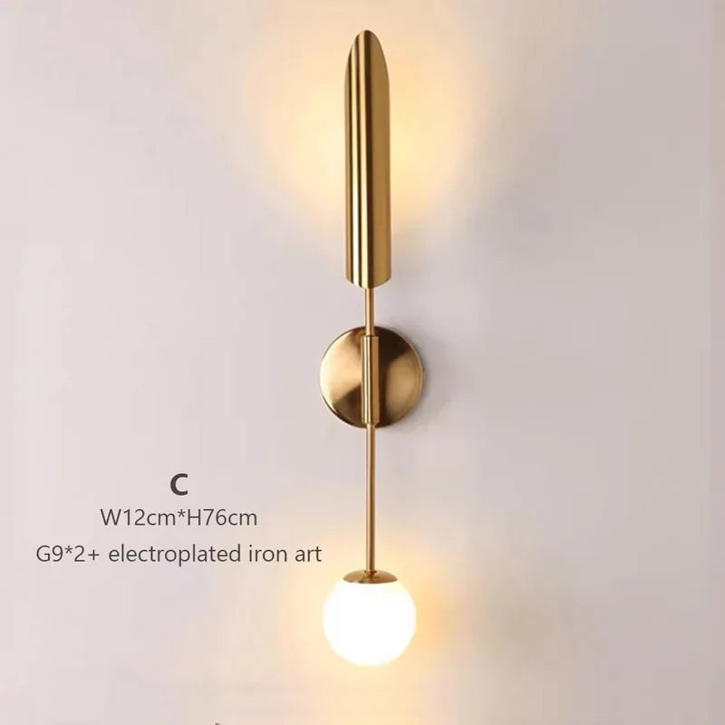 Afralia™ Minimalist Metal Wall Lamp for Living Room Bedroom Staircase Aisle Bedside