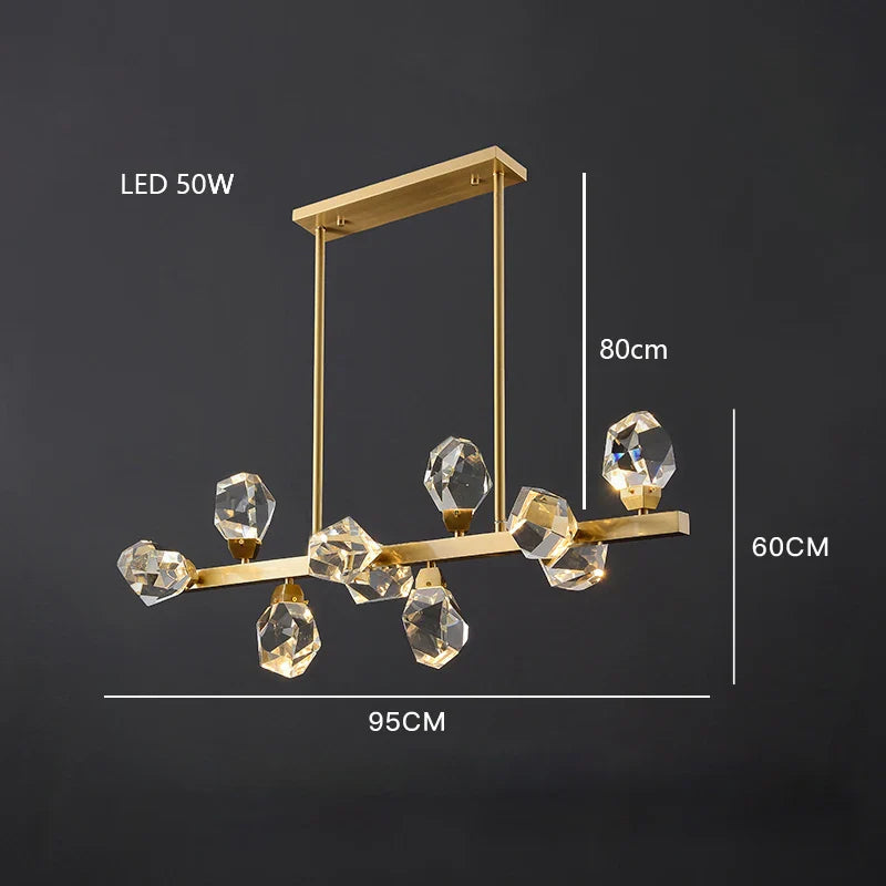 Afralia™ Diamond Crystal Brass LED Pendant Light Gold Luxury Hanglamp