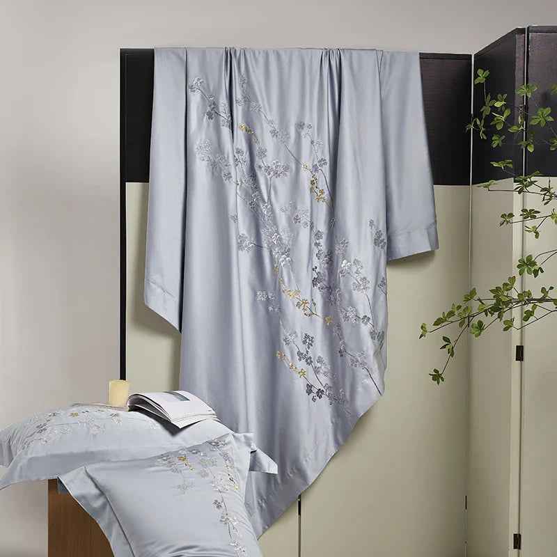 Afralia™ Egyptian Cotton Flowers Embroidery Bedding Set 6-Piece Home Textiles