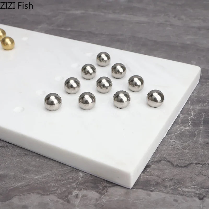 Afralia™ Marble Chessboard Set with Metal Checkers Pieces for Casual Chess Games