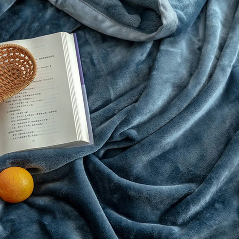 Afralia™ Nordic Solid Flannel Blanket - Warm Queen King Size Bedspread for All Seasons