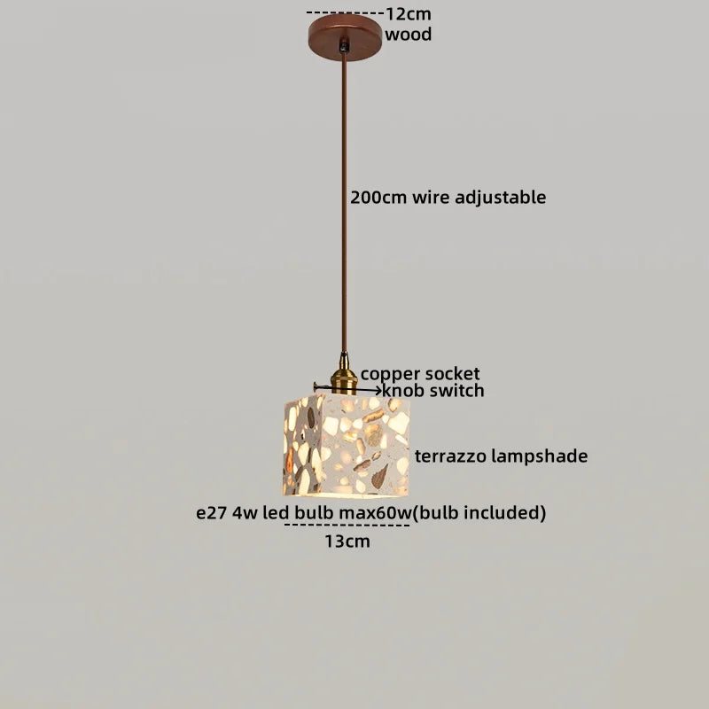 Afralia™ Terrazzo Wood LED Pendant Light for Stylish Home Decor