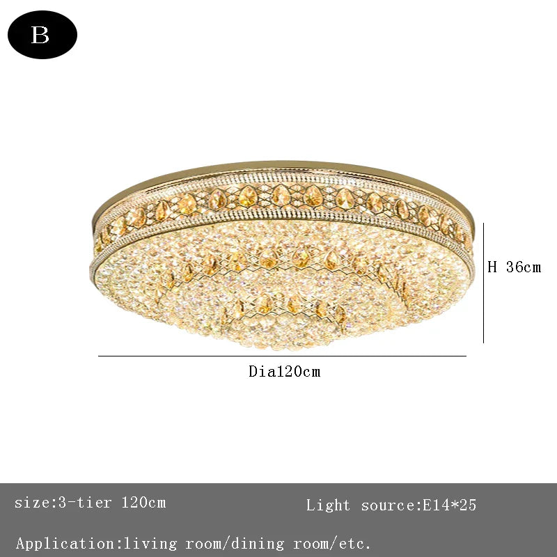Afralia™ Large Crystal Ceiling Chandelier: Luxury Gold LED Round Ceiling Lights