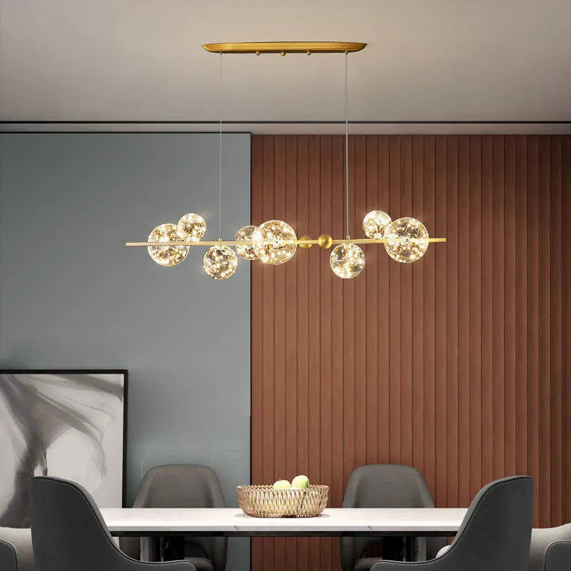 Afralia™ Glass Ball LED Ceiling Chandelier for Home Dining Living Bedroom