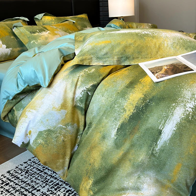 Afralia™ Floral Print 600TC Egyptian Cotton Bedding Set - 4Pcs