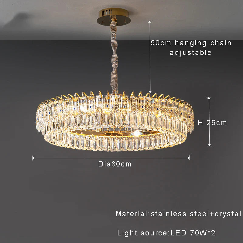 Afralia™ Crystal Ceiling Chandelier, Nordic Luxury Double Lampara for Dining Table