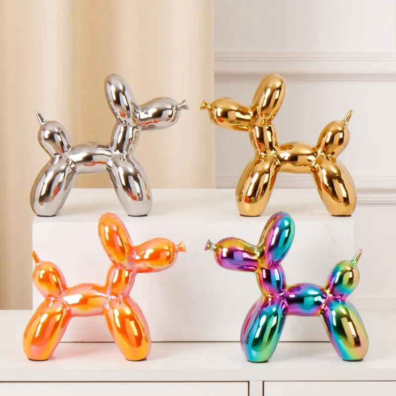 Afralia™ Ceramic Balloon Dog Statue Handmade Sculpture Modern Living Room Decor