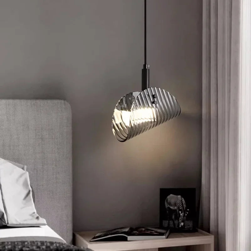 Afralia™ Smoky Gray Glass Chandelier LED Pendant Light for Luxe Dining Room