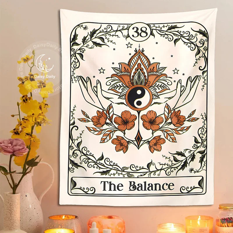 Afralia™ Balance Tarot Tapestry Wall Hanging - Mystical Bohemian Sun Moon Decor