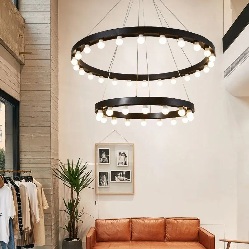 Afralia™ Industrial Duplex Staircase Pendant Light for Living Room, Hotel Lobby, or Commercial Store