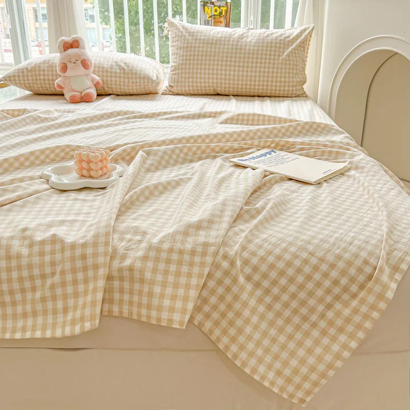 Afralia™ Checkered Single Bed Sheet - Skin-Friendly and All Seasons Bed Linen