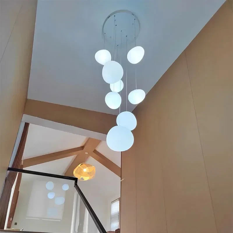 Afralia™ Nordic Villa White Glass Pendant Lights Led Chandelier - Modern Simple Suspend Lamp