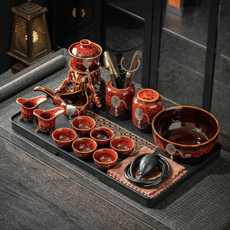 Afralia Dragon Teapot & Magnetic Rotating Tea Set, Chinese Kung Fu Teaware