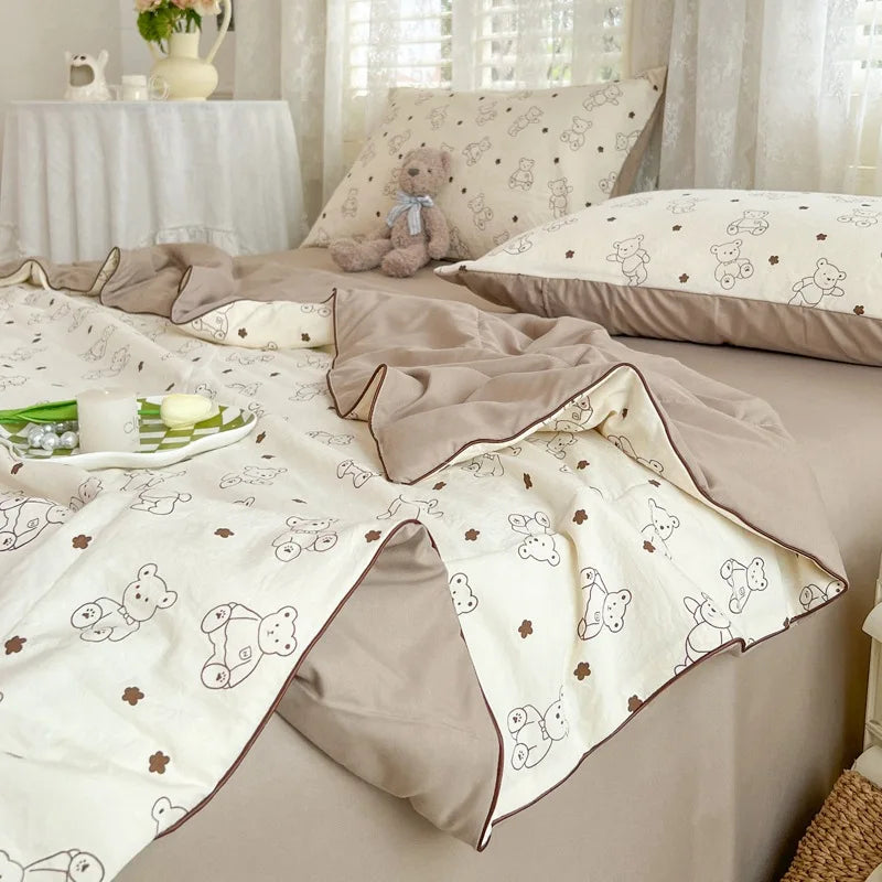 Afralia™ Cartoon Summer Blanket, Pure Cotton Soybean Fiber, Student Single Double Bed