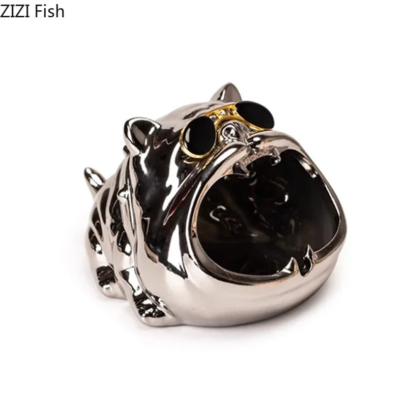 Afralia™ Bulldog Ceramic Ashtray - Desktop Smoking Accessories for Weed - Portable Ashtray Gift