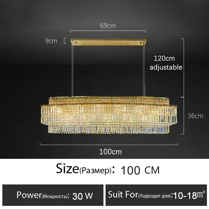 Afralia™ Crystal Chandelier: Modern Rectangle Luxury Dining Room Lighting