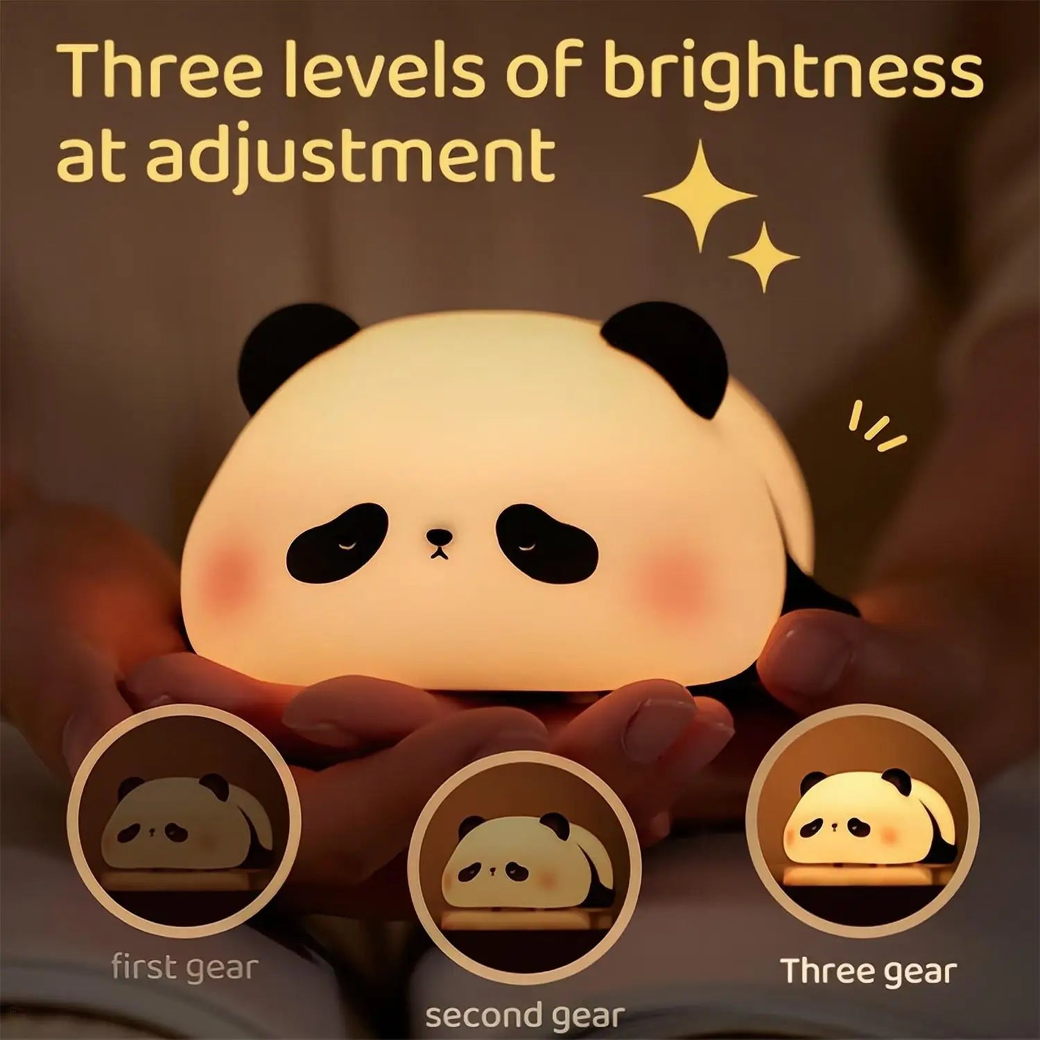 Afralia™ Cute Panda Silicone LED Night Light USB Rechargeable Timer Sleep Lamp