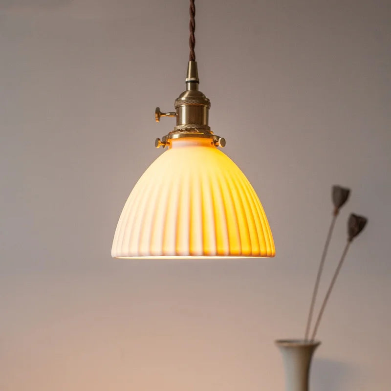 Afralia™ Ceramic LED Pendant Lights for Kitchen Living Room Cafe Bar - Vintage Hanging Lamp