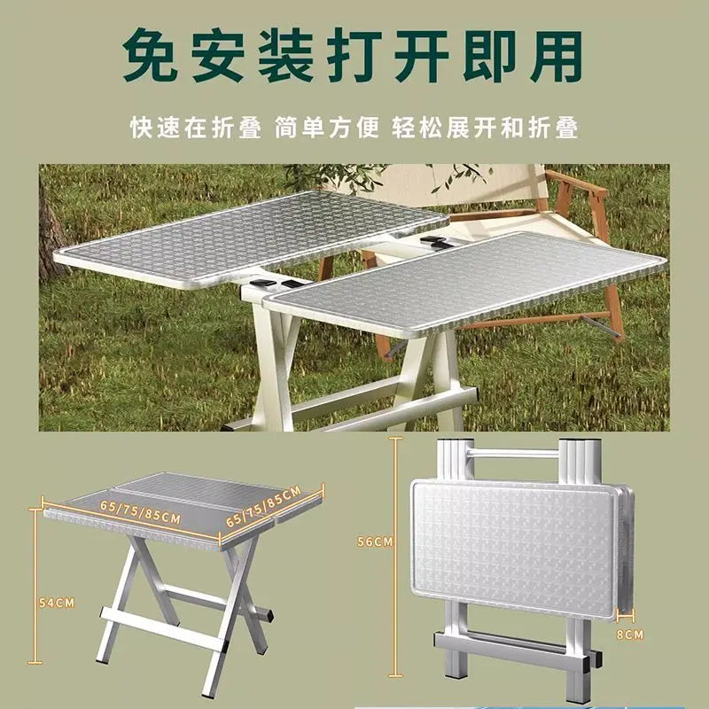 Afralia™ Portable Stainless Steel Square Table for Outdoor, Night Market, BBQ, and Home