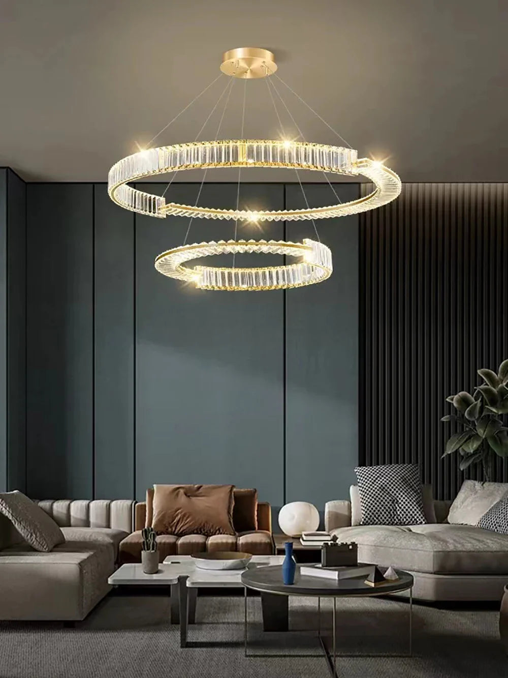 Afralia™ Crystal Gold Ring LED Chandelier for Minimalist Luxury Home Decor