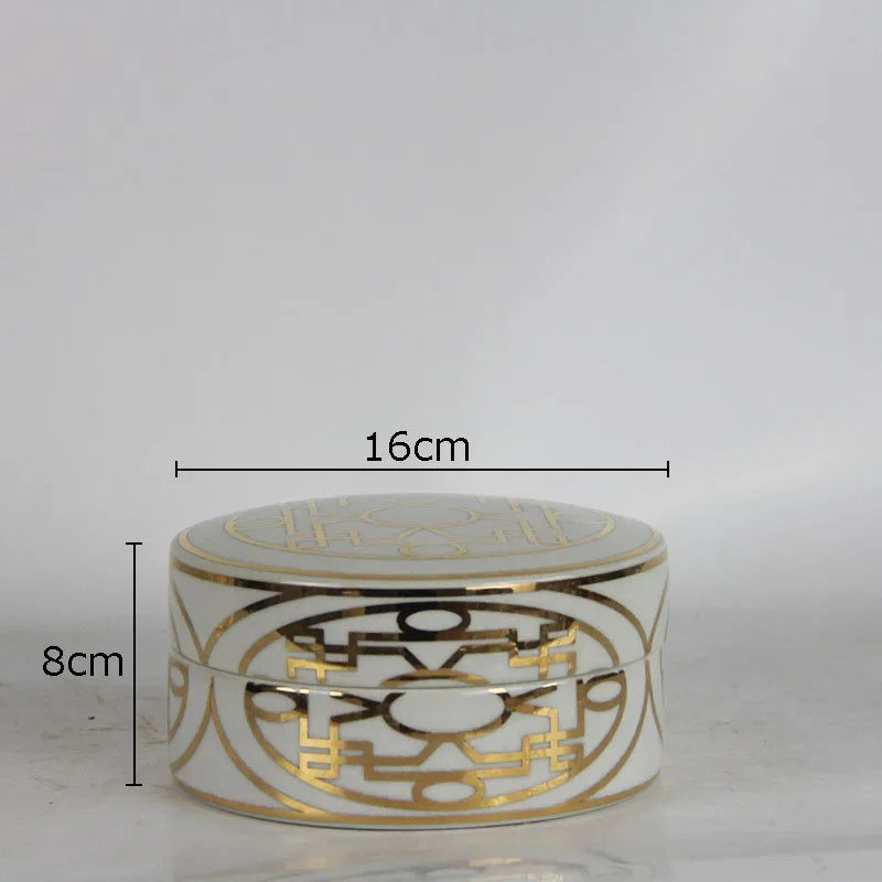 Afralia™ Gold Geometric Storage Jar Set