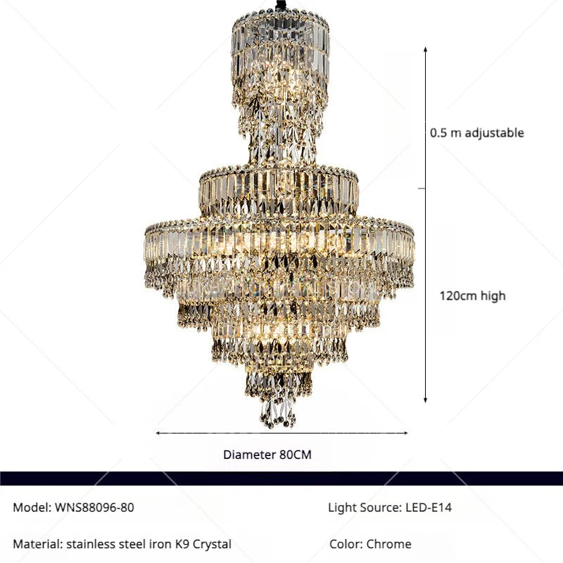 Afralia™ Crystal Chandelier: Luxury Modern Staircase & Living Room, Hotel & Villa Lighting