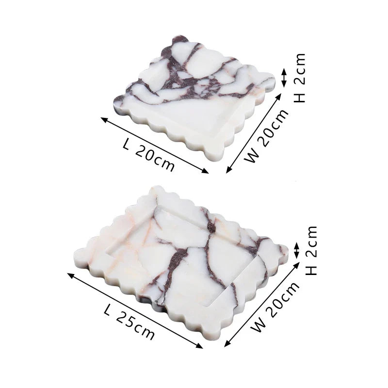 Afralia™ Calacatta Viola Marble Tray: Luxury Vanity & Kitchen Decor Tray