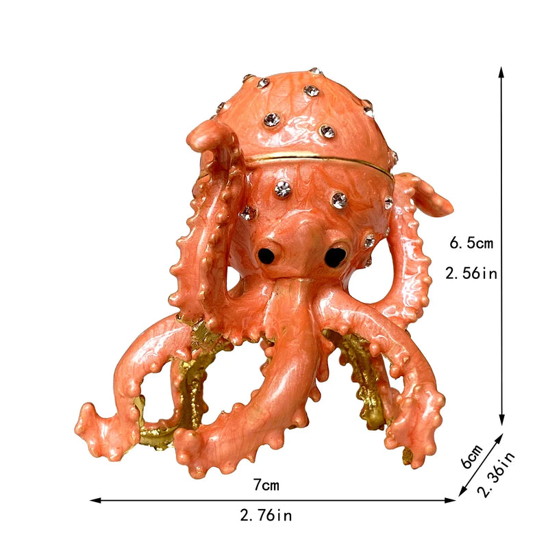 Afralia™ Octopus Trinket Box: Bejeweled Hand-Painted Ring Holder & Collectible Figurine