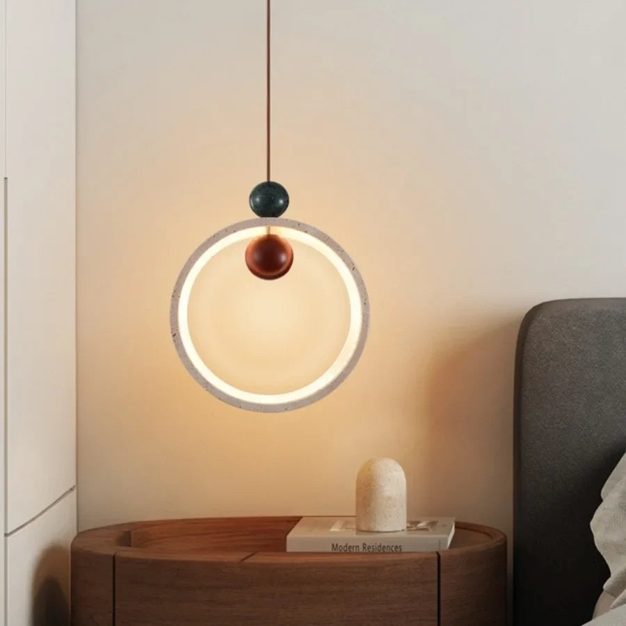 Afralia™ Adjustable LED Pendant Light - Nordic Modern Yellow Travertine Marble Wood Fixture