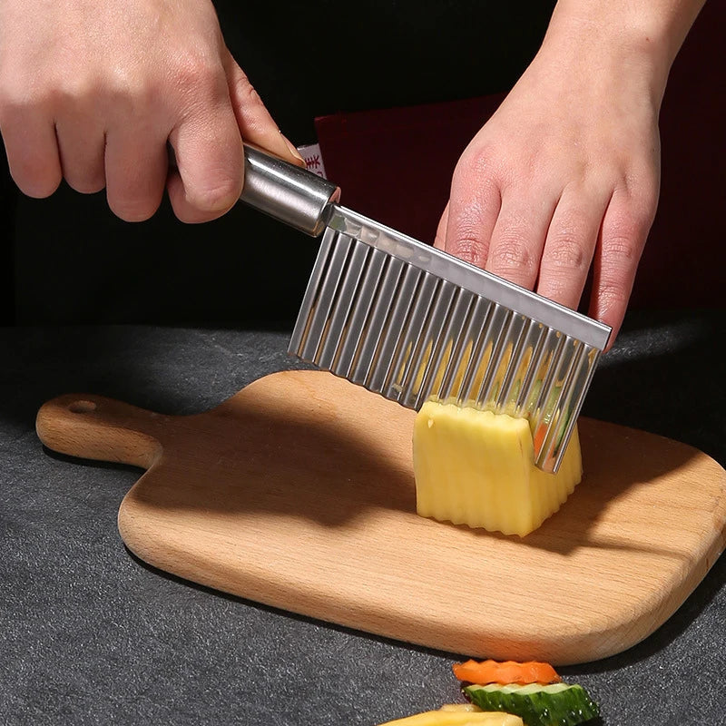Afralia™ Wolf Tooth Potato Knife French Fry Slicer Chopper - Stainless Steel Vegetable Cutter