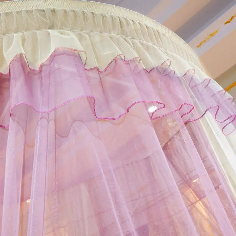 Afralia™ Color Blocked Ceiling Mosquito Net with Lace Decoration, Rotating Strap, Insect Proof Bed Curtain