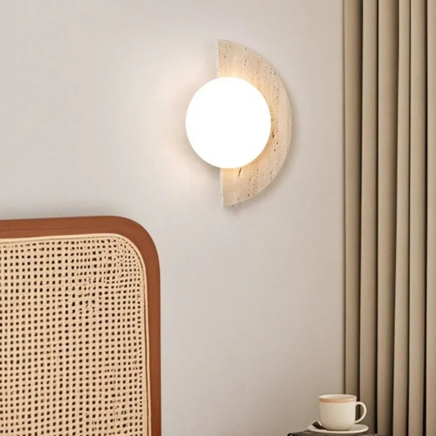 Afralia™ Yellow Cave Stone LED Wall Lights for Modern Spaces, Glass Globe Sconce.