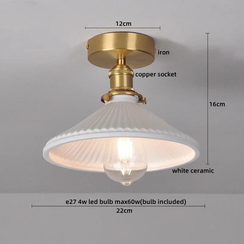 Afralia™ LED Copper Ceramic Ceiling Light for Home Indoor Modern Lighting