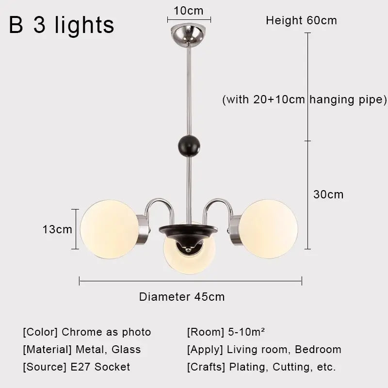Afralia™ Nordic Chrome Glass Ball Led Chandelier for Modern Home Decor