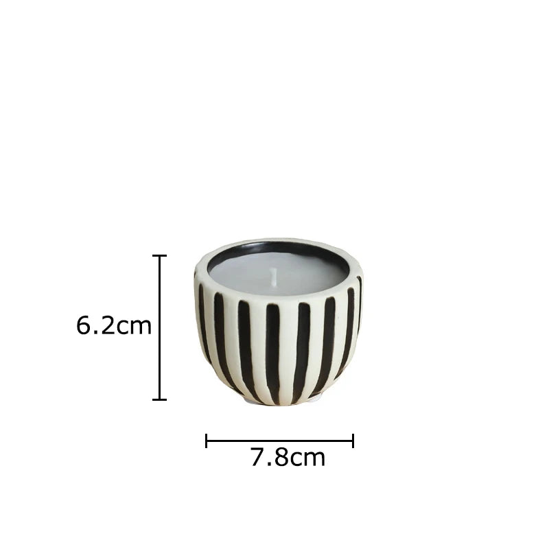 Afralia™ Ceramic Stripe Candle Holder Desk Decoration Wax Melt Burner Home Aroma Container