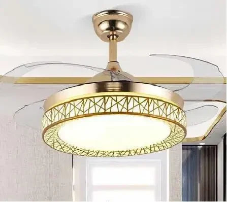 Afralia™ Gold Ceiling Fan Lights Remote Control 36/42inch Dining Bedroom Living Luminaria