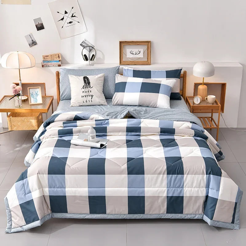 Afralia™ Multi Floral Patchwork Cooling Blanket: Skin-friendly Air-Conditioner Quilt with Washed Cotton