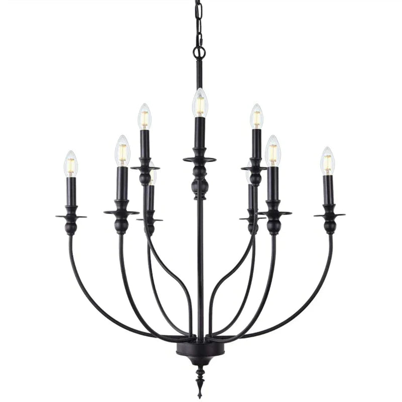 Afralia™ 9-Head Retro Industrial Chandelier Light E14 Candle Pendant Lamp