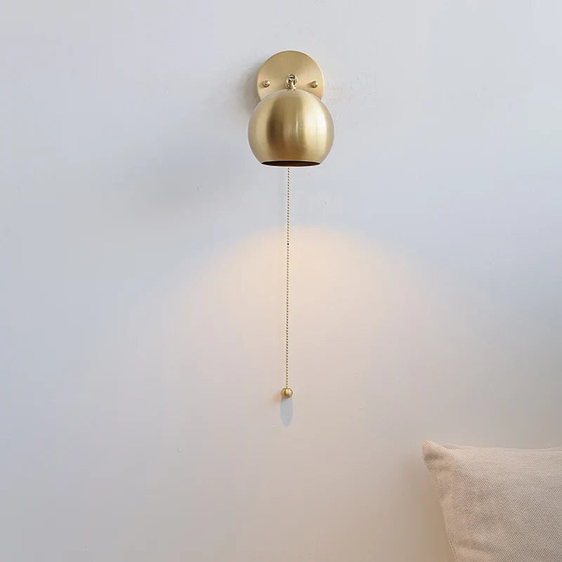 Afralia™ Copper Wall Light with Pull Chain Switch, Modern Nordic Design