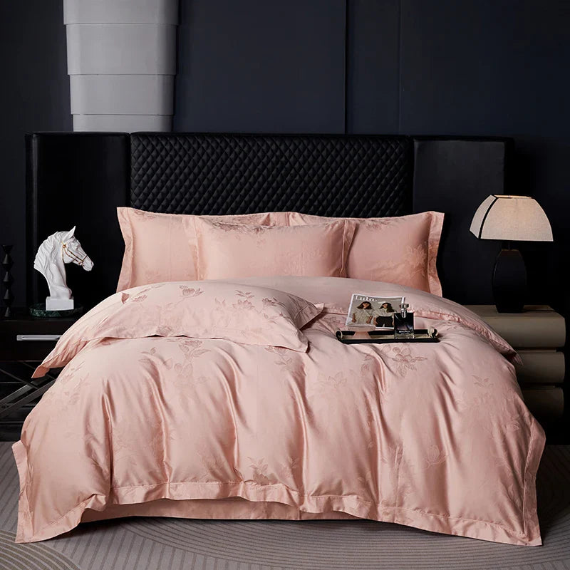 Afralia™ Luxury Egyptian Cotton Jacquard Bedding Set with Duvet Cover, Sheet, and Pillowcases