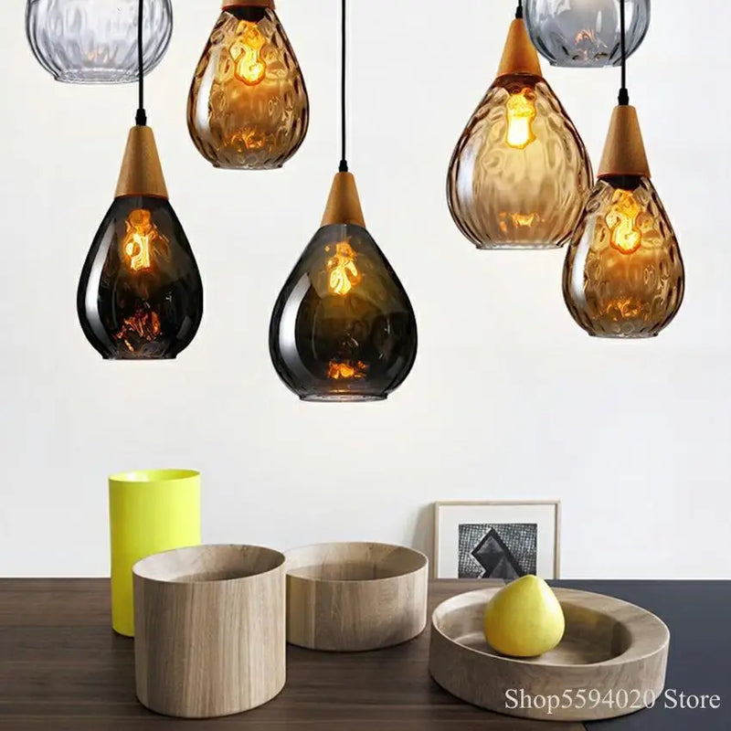 Afralia™ Vintage Glass Pendant Lights LED Industrial Lamp Loft Hanging Lamp