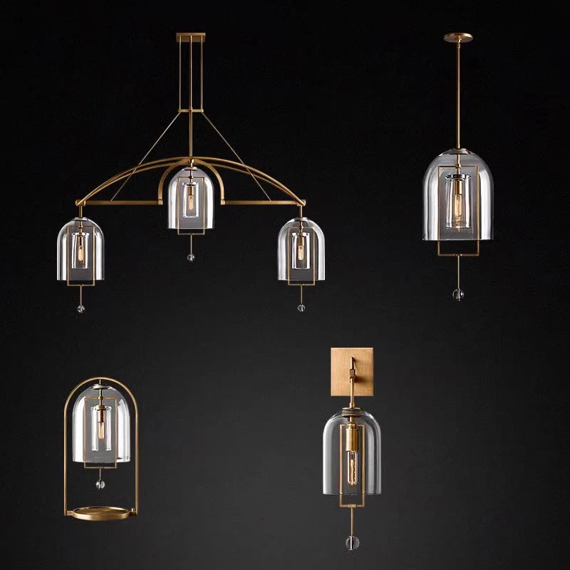 Afralia™ LED Brass Glass Chandelier Pendant Light for Living Room