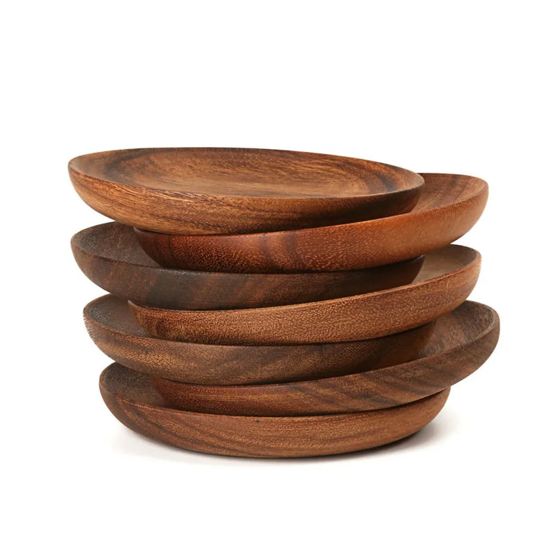 Afralia™ Beech Wooden Round Plate for Snacks, Sushi & Fruits