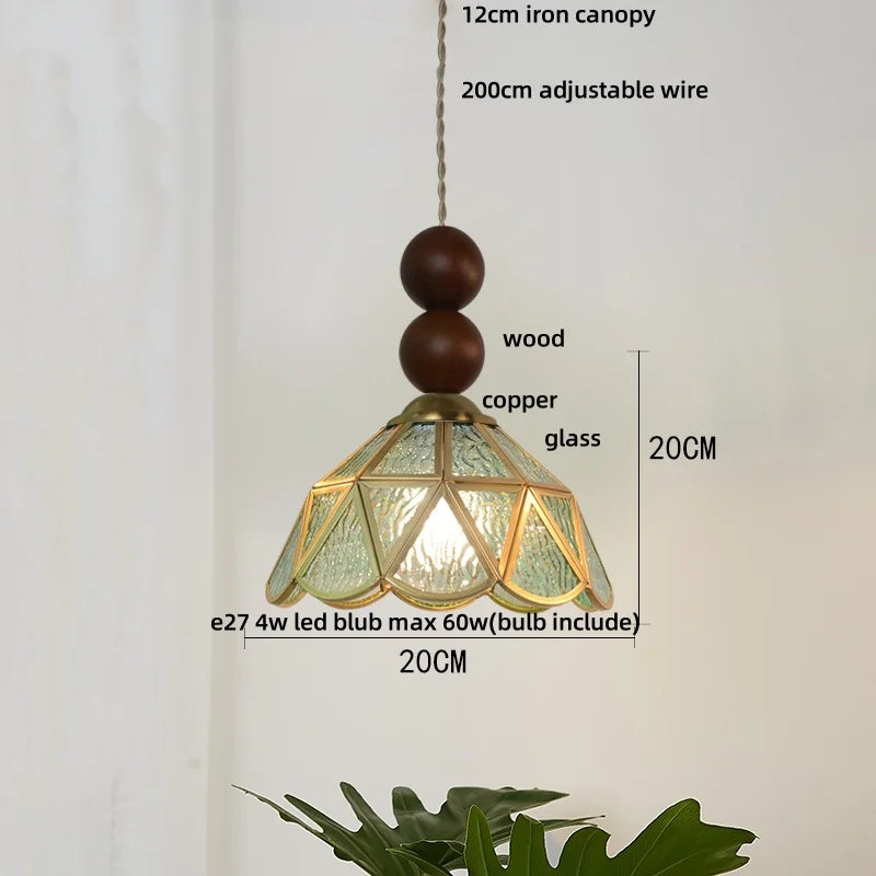 Afralia™ Blue Glass LED Pendant Light: Modern Nordic Tiffany Hanging Lamp for Bedroom & Dining Room