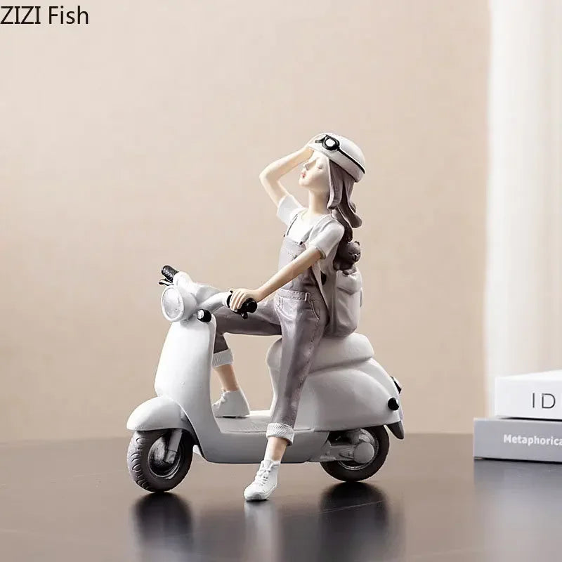 Afralia™ Modern Girl Resin Statue Decor Figure Sculpture Home Ornament