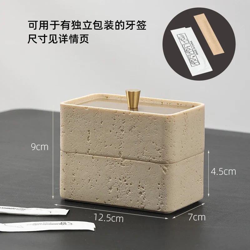 Afralia™ Double Decker Jewelry Organizer with Natural Stone, 2 in 1 Floss Box & Bathroom Ornament