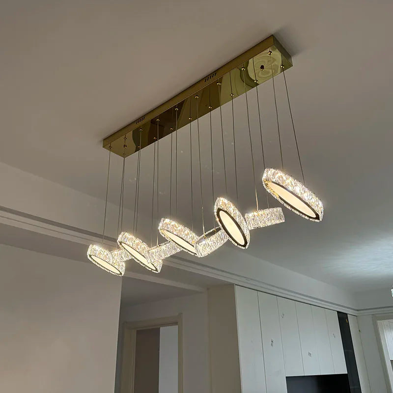 Afralia™ Luxury Crystal Ceiling Pendant LED Chandelier with Remote Control