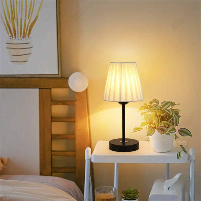 Afralia™ Nordic Retro Pleated Table Lamp LED Night Light for Bedroom Atmosphere